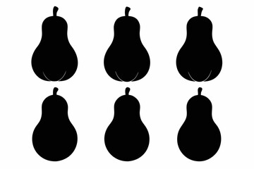 Butternut Squash Icon Set – Black Silhouettes