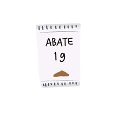 Illustration of Abate 1g Mosquito Larvicide Packaging for Dengue Prevention
