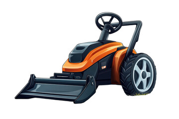 The tenacious spirit of a compact orange front loader ready to tackle any job with detailed on transparent background