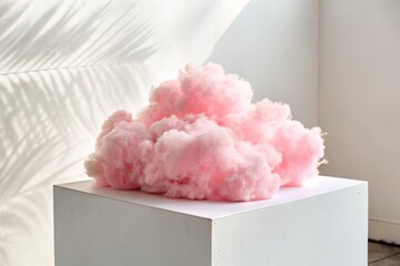 pink cloud on a white pedestal