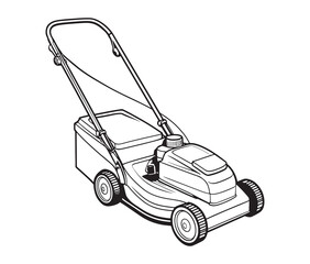 Electric lawn mower line art.
