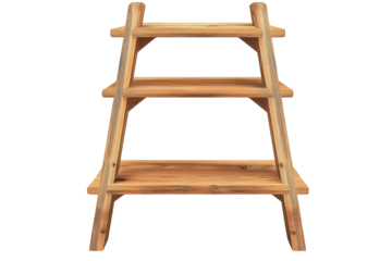 Rustic charm radiates from this weathered wooden shelving unit promising warmth and on transparent background