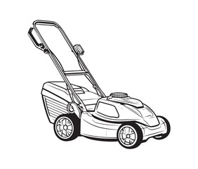 Electric lawn mower line art.