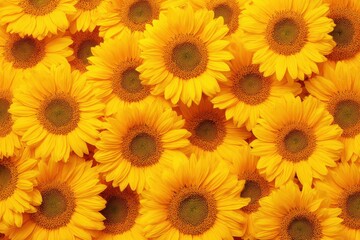 Obraz premium Vibrant sunflowers create a sunny, cheerful floral arrangement filling the frame