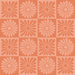 Abstract Sun Groovy Pattern. Boho Flower SEamless Pattern. Monochrome Pink Background. Floral Texture Print