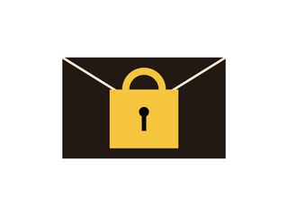 鍵付きの黒色のメールのアイコンのイラスト
