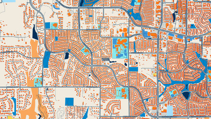Colorful Flower Mound Street Map with Labels and Buildings