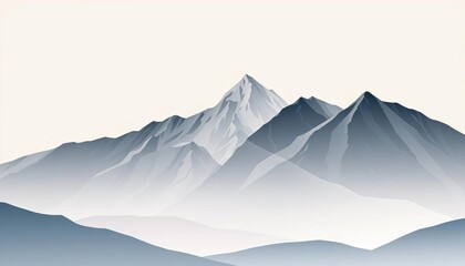Abstract minimalist mountain landscape in muted tones  Hand-drawn vector art for modern wall decor,   peak,  art
