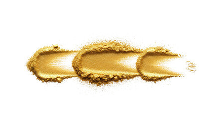 Illustration of golden powder makeup smears isolated on transparent background, showcasing a luxurious and glamorous texture