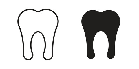 Tooth icon, outline vector sign, linear and solid style pictogram isolated on white.