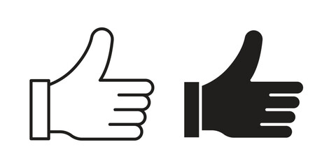 Thumb up icon, outline vector sign, linear and solid style pictogram isolated on white.
