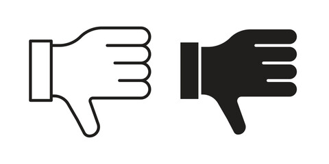 Thumb down icon, outline vector sign, linear and solid style pictogram isolated on white.