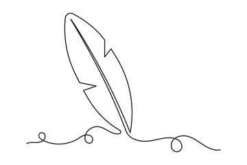 Bird feather simple continuous one line art