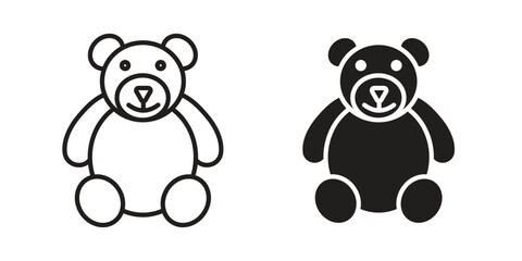 Teddy bear icon, outline vector sign, linear and solid style pictogram isolated on white.