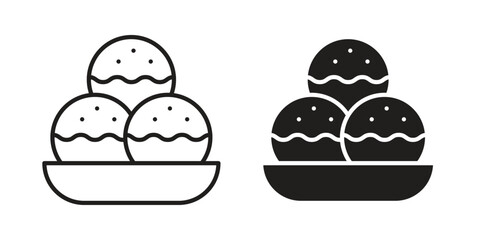 Takoyaki icon, outline vector sign, linear and solid style pictogram isolated on white.