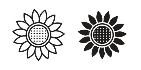 Sunflower icon, outline vector sign, linear and solid style pictogram isolated on white.