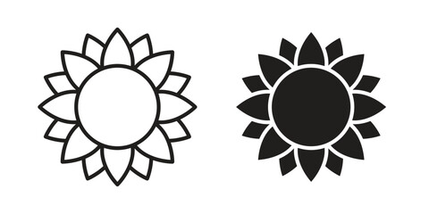 Sunflower icon, outline vector sign, linear and solid style pictogram isolated on white.