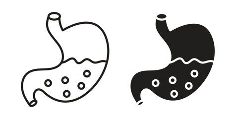 Stomach with Liquids icon, outline vector sign, linear and solid style pictogram isolated on white.