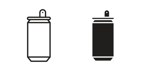 Soda can icon, outline vector sign, linear and solid style pictogram isolated on white.