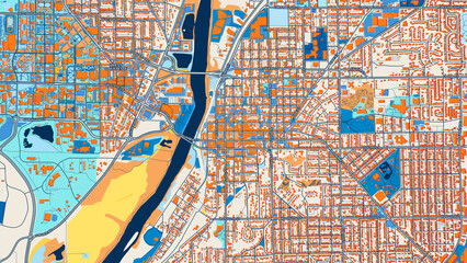 Obraz premium Colorful Lafayette Street Map with Labels and Buildings