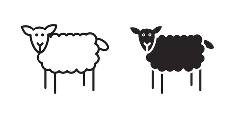 Sheep icon, outline vector sign, linear and solid style pictogram isolated on white.