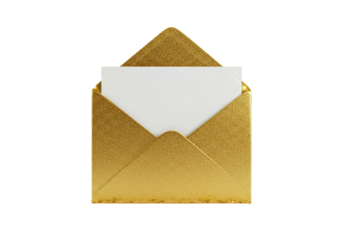 Isolated Gold Envelope with White Card