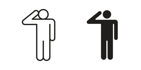 Salute icon, outline vector sign, linear and solid style pictogram isolated on white.