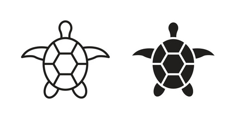 Obraz premium Sea turtle icon, outline vector sign, linear and solid style pictogram isolated on white.