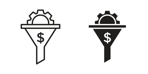 Sales funnel icon, outline vector sign, linear and solid style pictogram isolated on white.