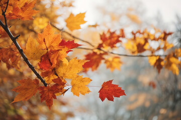 Superb Autumn leaves flat lay with copy space