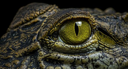 A menacing macro close-up of a predator's scaly head and reptile eye