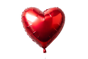 A shiny red heart balloon isolated on transparent background