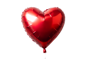 A shiny red heart balloon isolated on transparent background