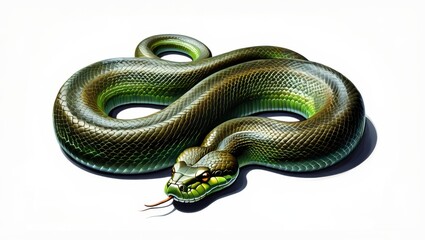 green snake on a white background