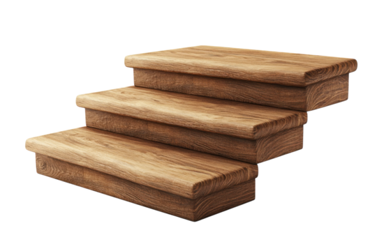 Ascending to new heights with these elegantly crafted oak steps showcasing the journey forward on transparent background