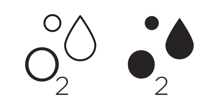 Oxygen O2 icon, outline vector sign, linear and solid style pictogram isolated on white.
