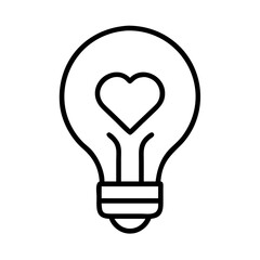 Heart light bulb idea creative inspiration love innovation thinking solution concept design vector icon