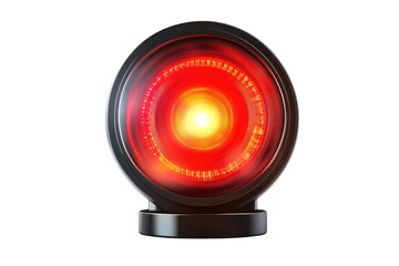 An ominous glowing red eye peers from the darkness evoking a sense of surveillance and mystery on transparent background