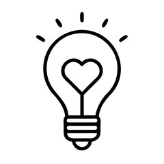Lightbulb heart icon idea inspiration creative love innovation symbol vector design graphic art