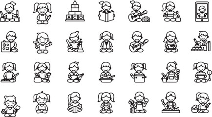 Collection of children engaged in various activities