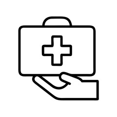 Obraz premium First aid kit in hand vector illustration for medical emergency and healthcare concept design