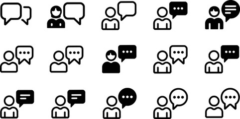 Communication icons people talking speech bubbles conversation symbols vector