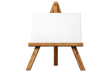 An inviting blank canvas on a rustic wooden easel ready to capture vibrant artistic visions on transparent background