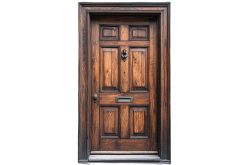 An inviting antique wooden door offering a glimpse into untold stories and hidden realms on transparent background