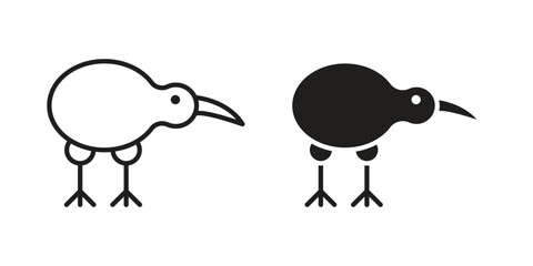 Kiwi bird icon, outline vector sign, linear and solid style pictogram isolated on white.