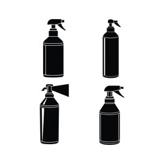 Set of hair spray bottle silhouette vector art illustration