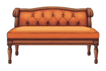 An elegant orange loveseat whispers tales of vintage charm a cozy haven for intimate on transparent background
