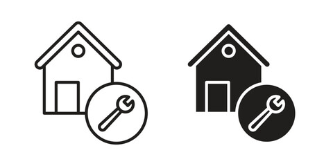 Home repair icon, outline vector sign, linear and solid style pictogram isolated on white.