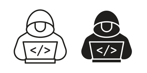 Hacker icon, outline vector sign, linear and solid style pictogram isolated on white.