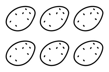 Minimalist Potato Icon Set - 6 Line Art Vector Illustrations